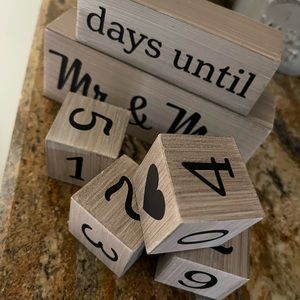 Wooden count down to wedding blocks